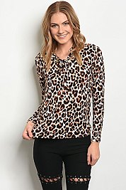 Long Sleeves Hooded Leopard Print Top - Pack of 6 Pieces