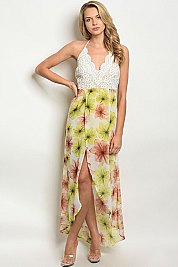 Lace Top Floral Wrap Skirt Maxi Dress - Pack of 6 Pieces