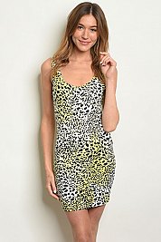 Sleeveless Scoop Neck Leopard Print Bodycon Dress - Pack of 6 Pieces