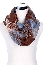 PACK OF 12 ASSORTED COLOR PLAID PATTERN INFINITY SCARVES
