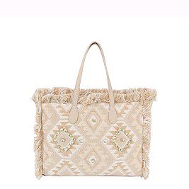 Boho Chic Crochet Fringe Shopper Tote Bag