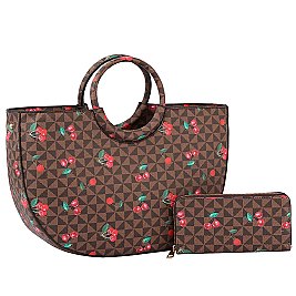 Monogram Cherry Print 2-in-1 Satchel