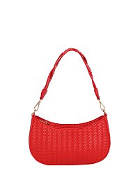 Twisted Handle Woven Shoulder Bag