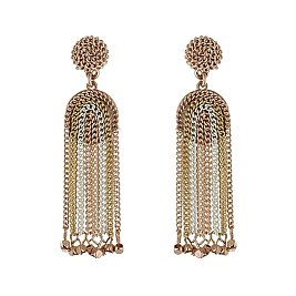 Trendy Dangly Chain Tassel Post Earring SLE0636