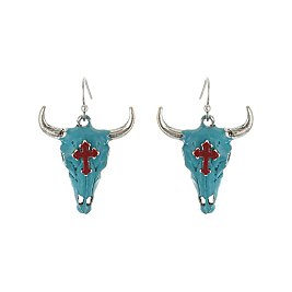 Fashionable Steer Head Cross Earring SLE0748