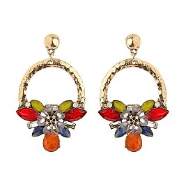 Fashionable Dangly Metal/stone Post Earring SLE1128