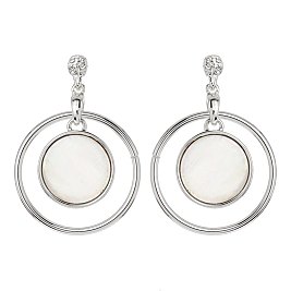 Trendy Round Metal Dangly Er with Mop SLE1383
