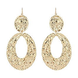 Trendy Hammered Dangly Metal Hook Earring SLE1390