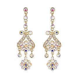 Classy Chandelier Flower Drop Rhinestone Earrings SLE1628