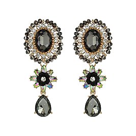 Trendy Oval Rhinestone Er W/ Flower Drop SLE1873
