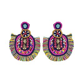 OVAL BEADED TASSESL EARRING
