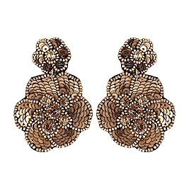 DANGLY BEAD AND SEQUIN FLOWER EARRING