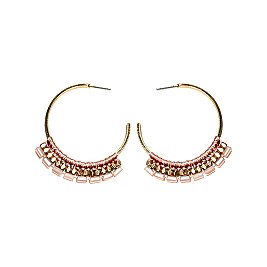 DANGLY BEADS OPEN HOOP EARRING