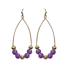 BEADED TEARDROP HOOP EARRING