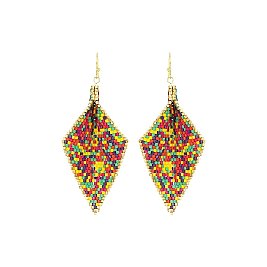 BEADED CURVED EARRING
