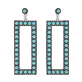 Rectangular Western Style Turquoise Earrings