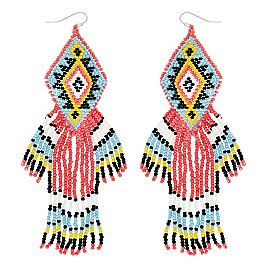 ENCHANTING WESTERN NATIVE AMERICAN SEED BEAD DANGLE EARRINGS
