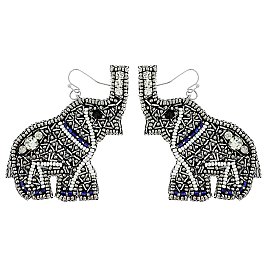 SPLENDID ELEPHANT SEED BEAD DANGLE EARRINGS
