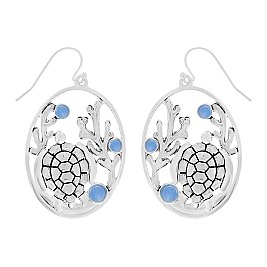 ADORABLE SEA LIFE CORAL REEF TURTLE CUTOUT EARRINGS