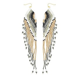 Angel Wing Beaded Fringe Tassel Earrings