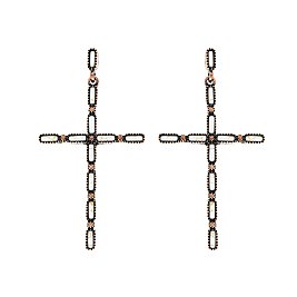 STYLISH WESTERN TURQUOISE CROSS DROP EARRINGS