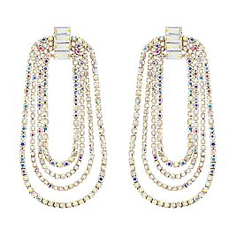 FASHION LAYERED RHINESTONE DROP EARRINGS