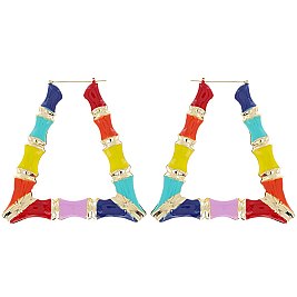 CHIC TRIANGLE BAMBOO and Enamel  EARRINGS