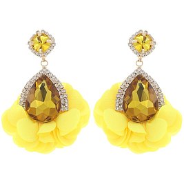 Evening Glam Teardrop Halo Bloom Drop Earrings