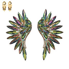 MARQUISE CRYSTAL ANGEL WING CLIP EARRINGS