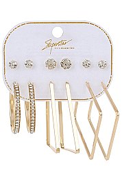 PACK OF 12 FASHION ASSORTED COLOR 6-PAIR MULTI EARRING SET