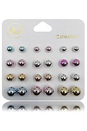 PACK OF 12 FASHION ASSORTED COLOR 12-PAIR MULTI EARRING SET