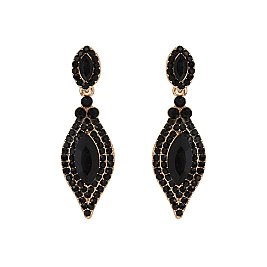 FASHIONABLE DANGLY LEAF W/ OVAL GEM and STONES EARRINGS SLEQ158