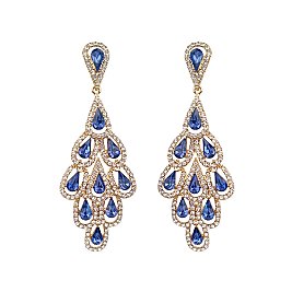 Fashionable Dangly Teardrop Gem Cluster Earrings SLEQ210