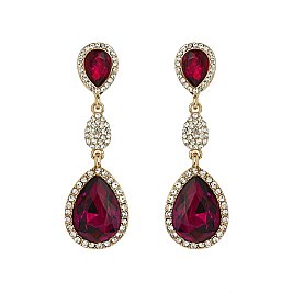 FASHIONABLE ALLURE RHINESTONE TEARDROP EARRINGS SLEQ592