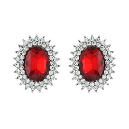 FASHIONABLE SUNBURST GLASS STONE STUD EARRING SLEQ636