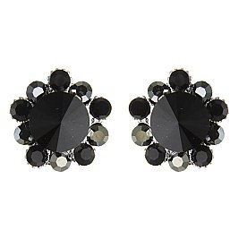 Fashionable Stone Cluster Flower Stud Earrings SLERK0104
