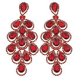 4.5" inch long Filigree Austrian Crystal CLIP-ON Statement Earrings