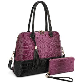Crocodile Colorblock 2-in-1 Dome Satchel