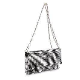 Real Crystal Stone Embellished Flap Crossbody Evening Bag