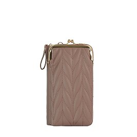 Chevron Quilted Kiss Lock Crossbody Wallet