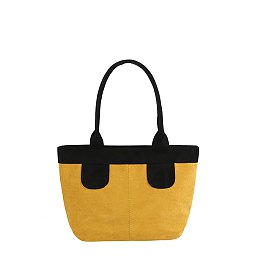 Faux Suede Colorblock Tote Bag