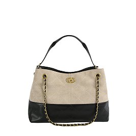 Faux Suede Woven 2 Way Satchel