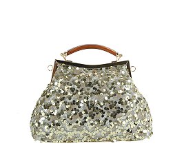 Sequin Kiss Lock Top Handle Satchel