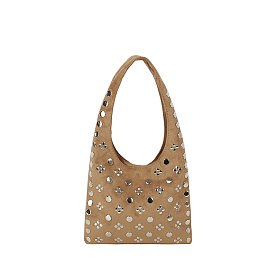 Studded Faux Suede Shoulder Bag