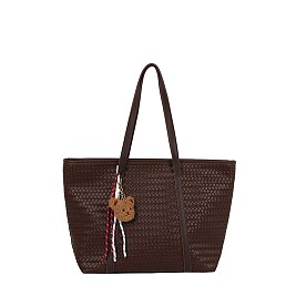 Fashion Woven Charm Shopper Tote Bag