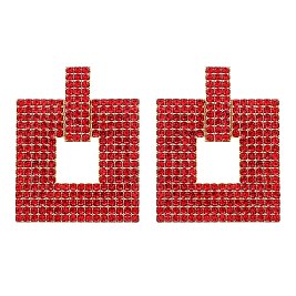 FASHION CRYSTAL RHINESTONE SQUARE DROP EARRINGS