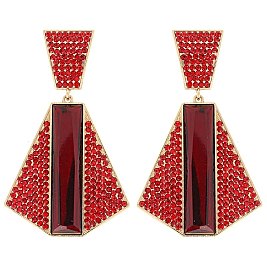 Vintage Glam Crystal Pyramid Drop Earrings