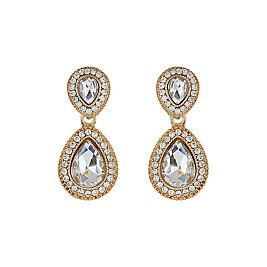 Fashionable Dangly Teardrop with Stone Edge Earrings SLEY2560