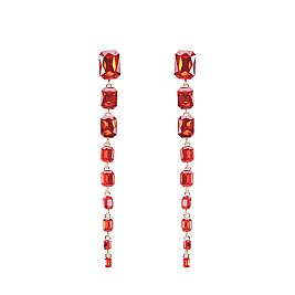 FASHIONABLE LONG SQUARE RHINESTONE EARRING W/ GEMS SLEY7966