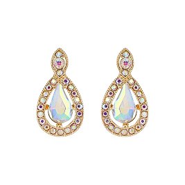 FASHIONABLE RHINESTONE TEARDROP POST EARRING SLEY7984